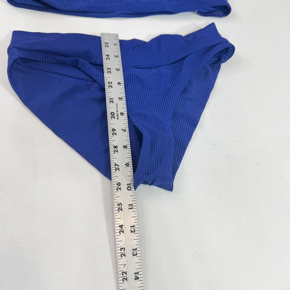 Frankies Bikinis Swimsuit Womens Large Blue Ribbed Bralette Bikini Two Piece - Picture 4 of 13